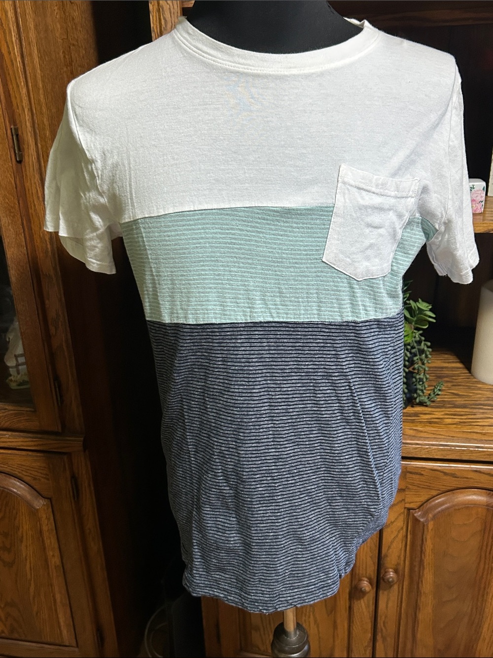 Men's Colorblock Short Sleeve Tee - White, Mint & Navy Medium